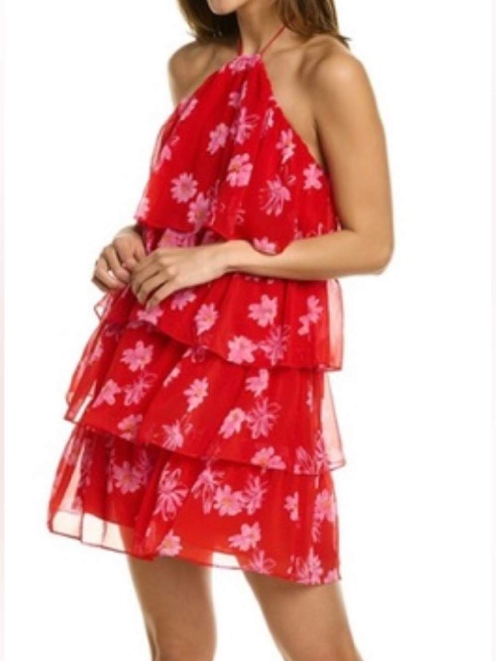WAYF fun halter flowy Tiered Mini Dress